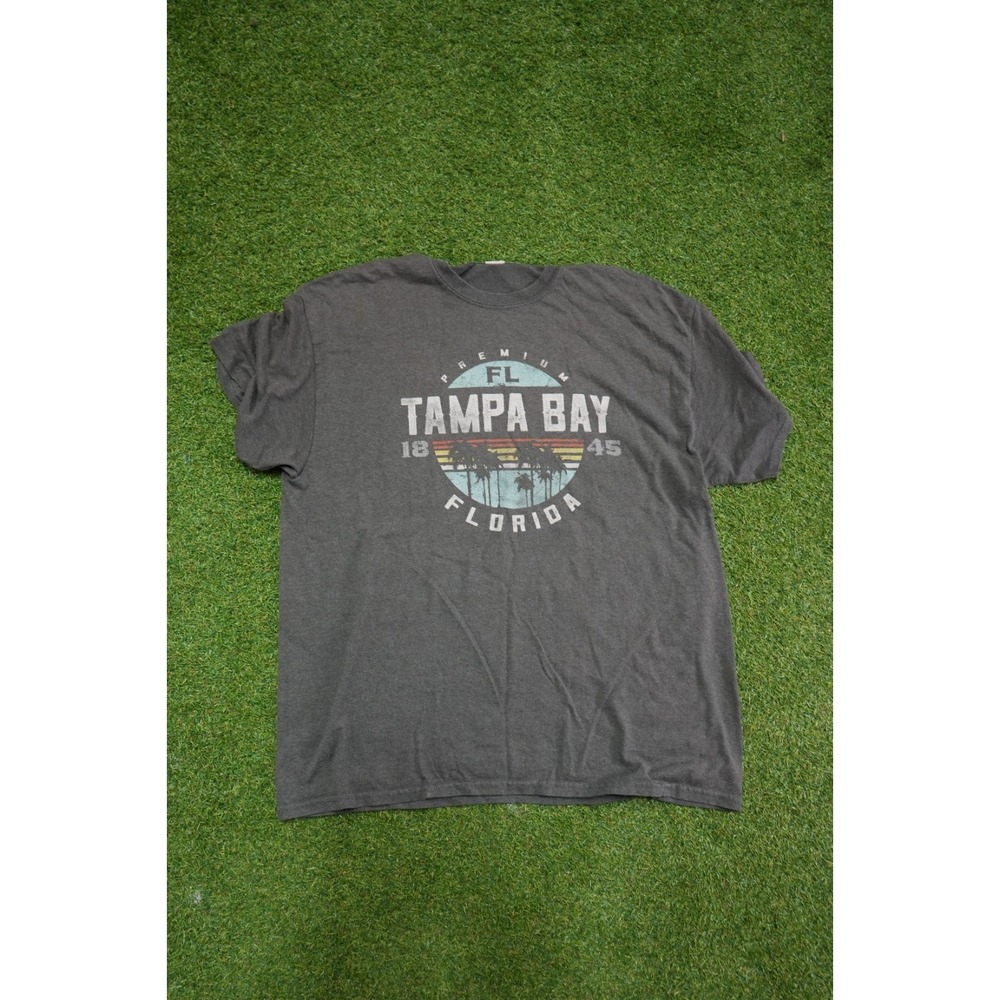 Gildan T Shirt Mens XL Heather‎ Black Tampa Bay Florida Graphic Print Cotton